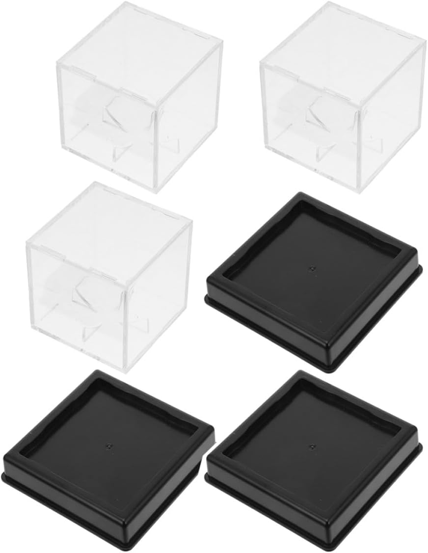 Toyvian 3pcs Baseball Cube Display Cases with Black Base, Acrylic Baseball Holder Boxes, Dustproof Display Enclosures for Sports Memorabilia Storage