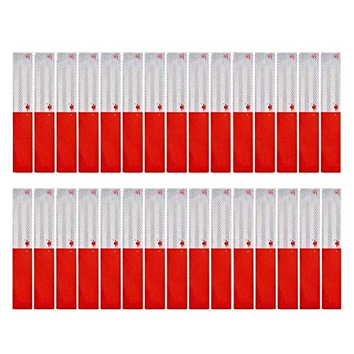 Max-Bencoo Reflective Tape 2" × 12" × 30 Pack Red/White Conspicuity Safety Caution Warning DOT-C2 Self-Adhesive Tape Trailer Reflector - for Cars, Trucks, Trailers, Boats, Signs by Max-Bencoo - Used condition - US$12.94