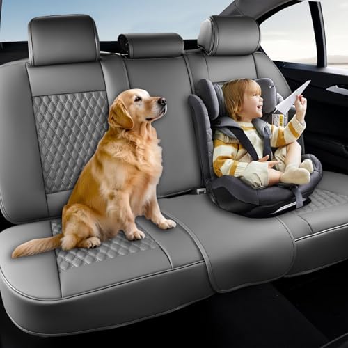 Image of Coverado Rear Seat Covers, Leather Back Seat Cover for Car, Universal Waterproof Automotive Seat Cushion Protector for Most Cars Trucks SUV (Coffee)