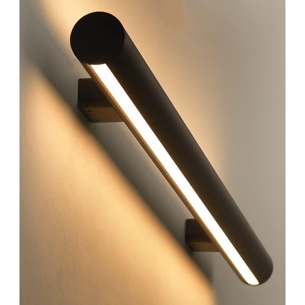 Genérico Aluminiowa poręcz schodowa LED ze światłem do montażu na ścianie, do użytku wewnątrz i na zewnątrz, 1,2 m (47,3 cala), kolor czarny, dla większego bezpieczeństwa i wsparcia.