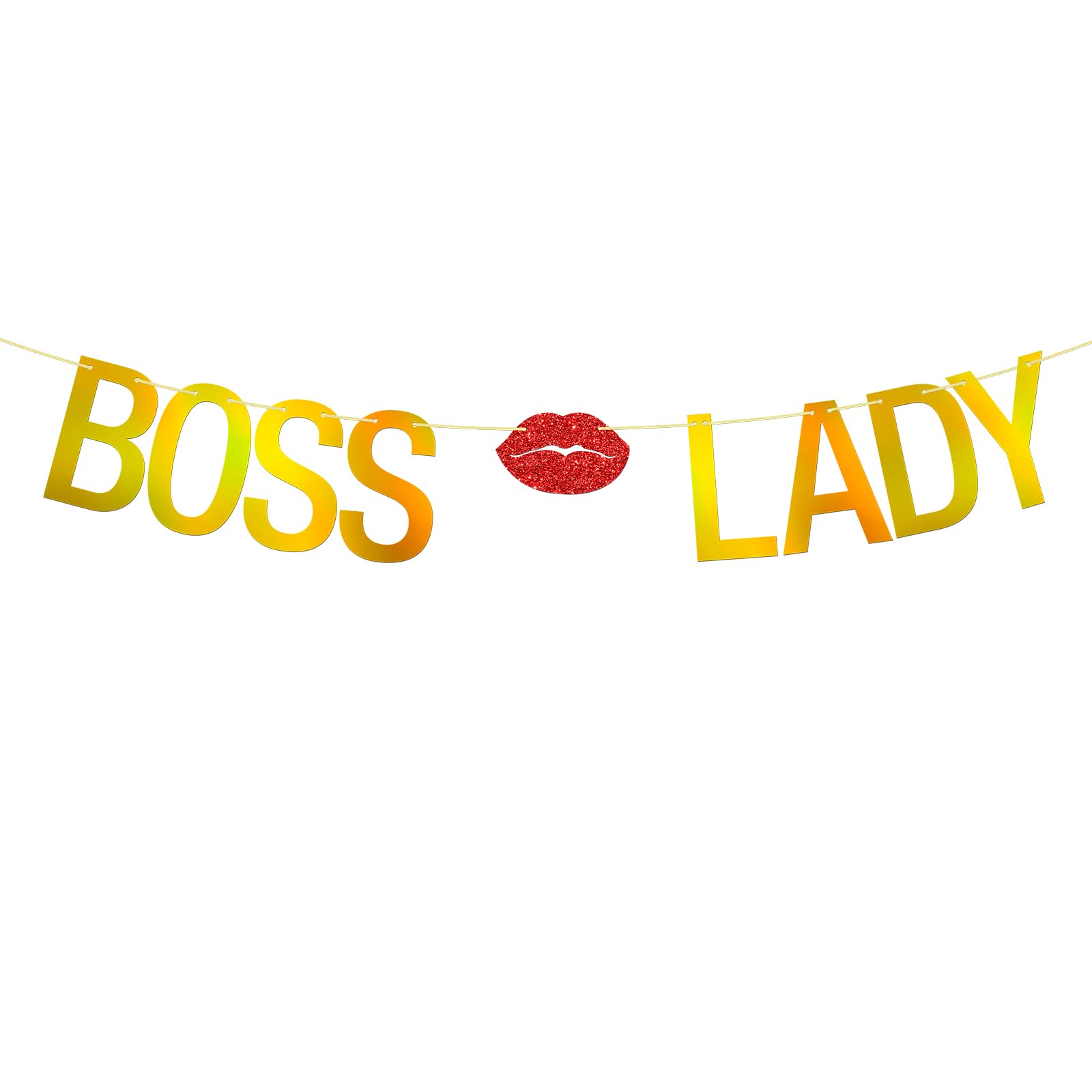 Boss Lady Banner Queen Women Birthday Hanging Decor Mother Mommy Mum Happy Birthday Party Decoration Supplies Laser Mirror Gold