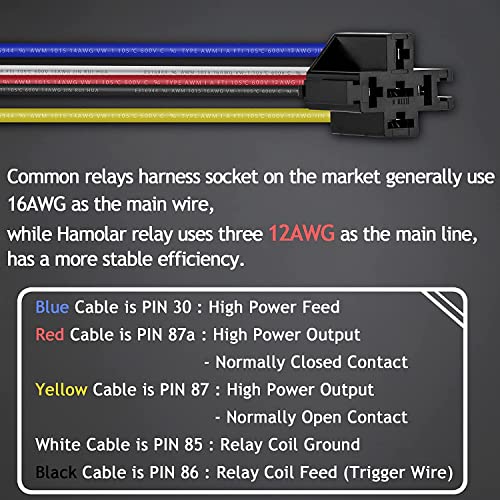 Automotive Relay Harness Set ELEFOCUS 5 Pin 12V 30/40 AMP SPDT with