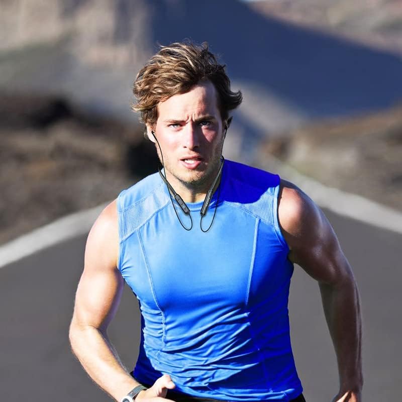 Man running while wearing Borofone BE52 earphones