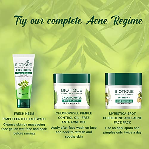 Image of Biotique Fresh Neem Pimple Control Face Wash| Ayurvedic and Organically Pure| Prevents Pimples |100% Botanical Extracts| Suitable for All Skin Types | 150mL