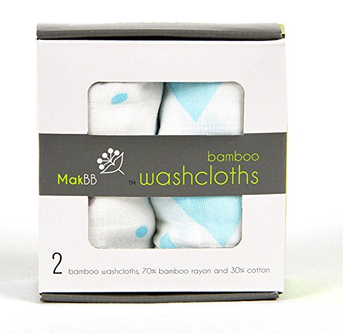 Image of Ultra Soft Baby Washcloths, Rayon derived from Bamboo, 2 Count 8 inch x 8 inch (Blue)