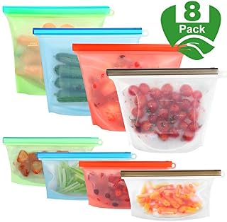 Reusable Silicone Food Storage Bags,WOHOME Freezer Airtight Seal Food Preservation Bags,Food Grade,Versatile Preservation