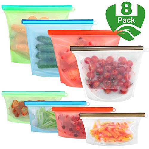 Reusable Silicone Food Storage Bags,WOHOME Freezer Airtight Seal Food Preservation Bags,Food Grade,Versatile Preservation