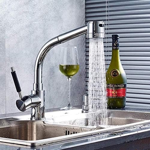 Robinet extractible chromé et pivotant pour évier de cuisine design