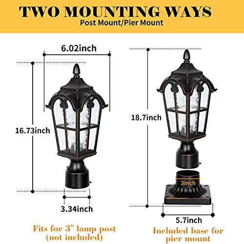 image for PARTPHONER Hardwired 120V Dusk to Dawn Outdoor Post Light Black Roman,