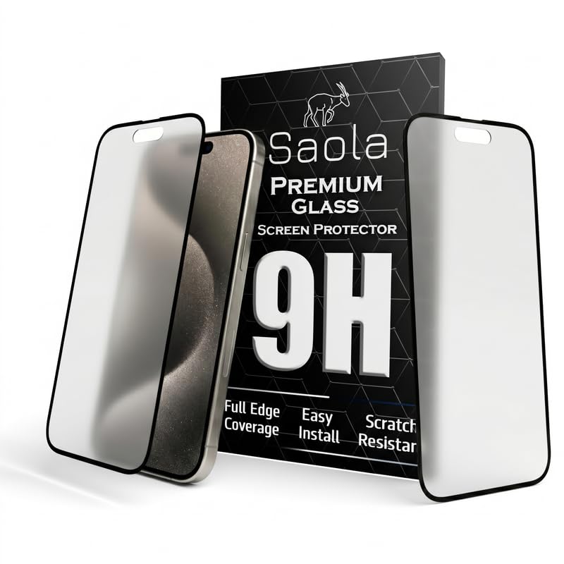 Image of Saola HD Matte Tempered Glass With 18H Hardness For Apple Iphone 15 Pro (PACK OF 1) with Hassle-less Installation Kit. Full screen Coverage. 6.1 inch