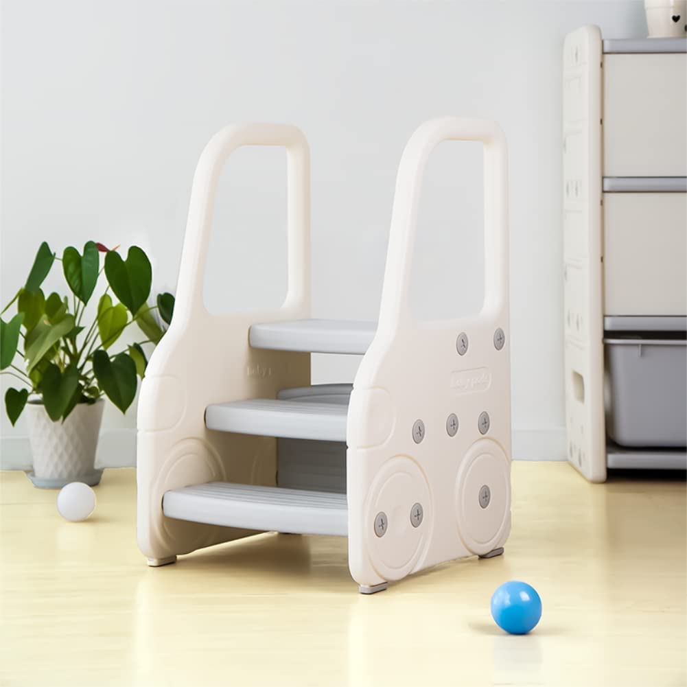 Mofish Kid's Toddler Step Stool, 3/2 Steps Standing Tower for Kids, Removable with Handle Steps Children's Basin Step Stool for Kitchen Counter/Bathroom Sink/Toilet Potty Training (3 Steps)