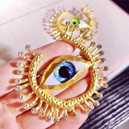 Image of Good Luck Evil Eye Brooch Pin Vintage Lucky Charms Turkish Eye Brooch for Women Men Coat Suit Dress Accessories