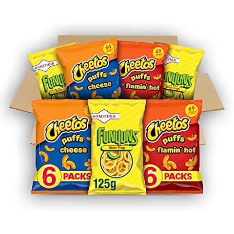Cheetos & Funyuns American Snacks Multipack Sharing Bundle | Flamin' Hot | Cheese | Onion Rings (Case of 27 Packs) Cover