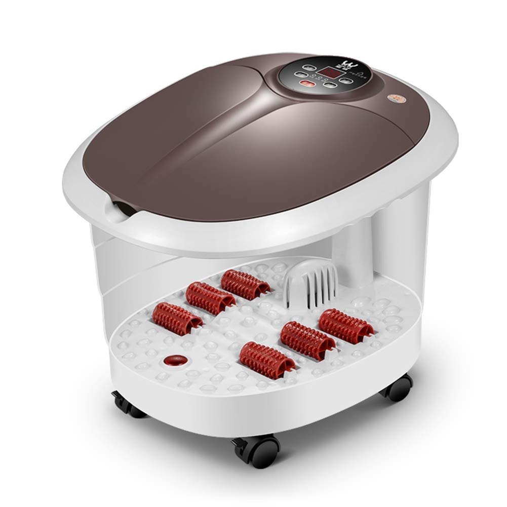 HMTE Massaggiatore Foot Spa - Bagno riscaldato, rulli massaggianti Automatici, Vibrazione, Bolle, Controllo Digitale della Temperatura Regolabile