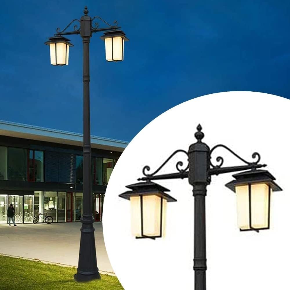 QUSYZD Outdoor 2-Head Lamp Post Light, 90 Inch Waterproof Ip65 Garden Pillar Lantern, Aluminum & Glass Pathway Post Light, E26/E27 Base, Retro Vintage Style for Patio, Lawn,25inch*90inch