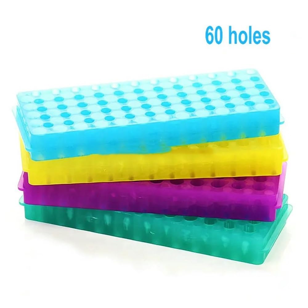 Cristalería de Laboratorio Estante de plástico de doble cara for tubos PCR de laboratorio, soporte for tubos centrífugos de 0,5/1,5/2 ml, 24/32/60/80/96 agujeros, 5 o 10 unidades(96 holes 5pcs)