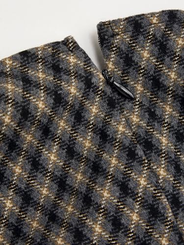 CIDER Mini Dress Turtle Neck Checks Pattern Ruched Middle Waist Sleeveless Dress4