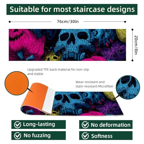 Tapis d'escalier effrayant pour Halloween protection marche bois réutilisable