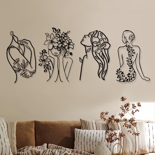 Photect 4 Decoraciones de Pared de Metal de Mujer Minimalistas Ab...
