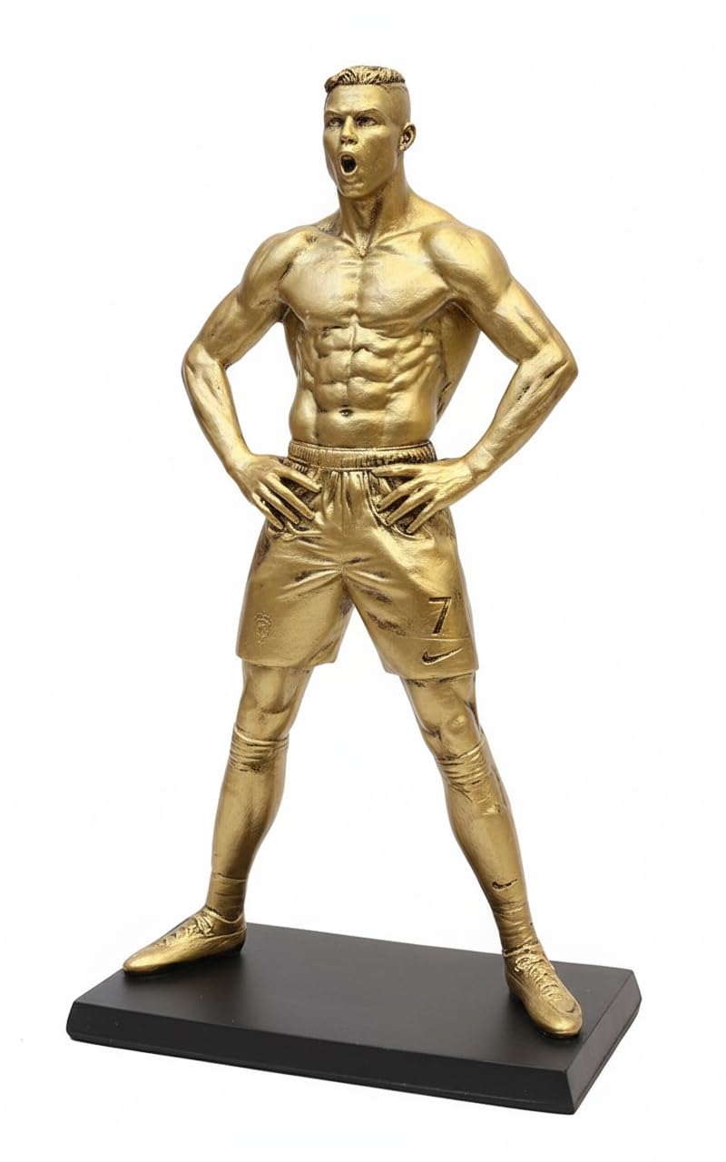Golden CR7 Football Statue - Resin Figurine -1 Golden CR7 Football Statue - Resin Figurine -1