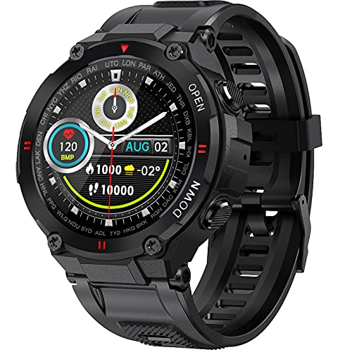 Image of Smart Watch for Men Outdoor Waterproof Military Tactical Sports Watch Fitness Tracker Watch with Heart Rate Monitor Pedometer Sleep Tracker Compatible with iPhone Samsung