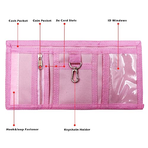 Image of RFID Trifold Canvas Outdoor Cartoon Wallet for Kids /Slim Front Pocket Wallet with Zipper (Dessert)