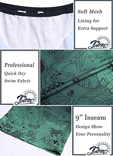 APTRO Bermuda de banho masculina de secagem rápida com bolsos e shorts de praia, Gradient-green, Med