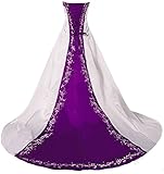 Vantexi Damen Trägerloses Stickerei Brautkleid Hochzeitskleider Elfenbein Lila 46