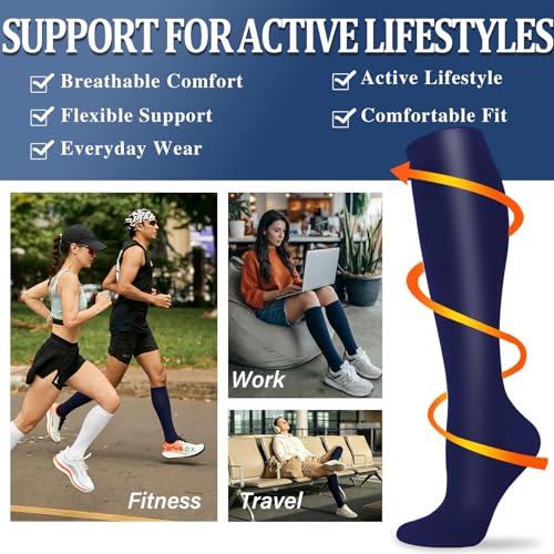 Image of Sooverki Compression Socks for Women and Men Circulation (3 /4 Pairs) is Best Support for Running Athletic Cycling Hiking