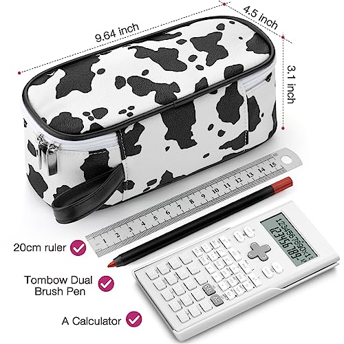 Image of Jcocylse Large Capacity Pencil Case Portable Pencil Pouch Bag School Supplies for College Students Girls Boys Adults (Cow)