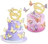 Cake Toppers Decorations, 62pcs Butterfly Cupcake Topper Butterfly Decorations for Baby Shower Weddi