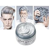 cera para pelo color gris Fácil de usar: esta cera de peinado es fácil de colorear y lavar, larga duración y refrescante fragancia, sin dañar el cabello, sin adhesivo. El color se puede lavar con champú.