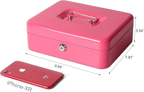 Vista 35 de Caja de dinero pequeña con bandeja de dinero y cerradura, caja de dinero de metal para efectivo, caja de seguridad 7.87 x 6.3 x 3.54 pulgadas