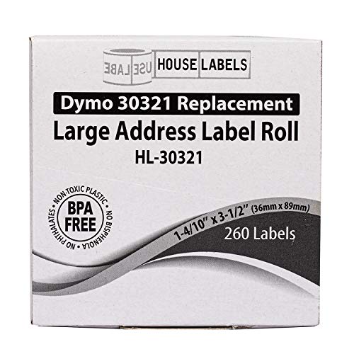 Houselabels 1.4 X 3.5 Inches Dymo-Compatible 30321 Large Address Labels, 1 Roll, 260 Labels Per Roll #TOP6