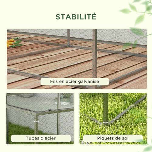 PawHut Enclos Poulailler Extérieur 3 m² pour Petits Animaux 3 x 1 x 0,8 m – vue 5