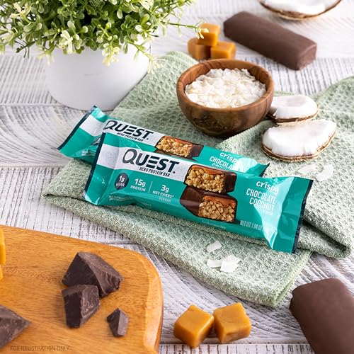 Image of Quest Nutrition Crispy Chocolate Coconut Hero Protein Bar, 15g Protein, 1g Sugar, 3g Net Carbs, Gluten Free Protein Snack, Keto Friendly, 12 Count