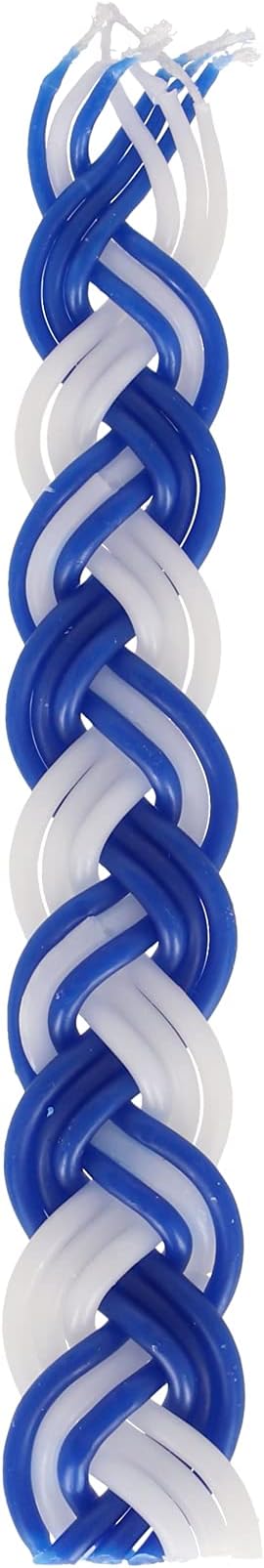 SHALHEVET LIGHT100% Kosher Havdalah Candle Blue & White Twist Premium Shabbat Candle for Jewish Traditions