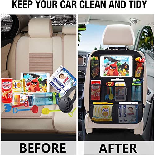 Okeeca Car Backseat Organizers,Car Boot Organizer With 7 Storage Pockets+10 Inch Touch Screen Tablet Pocket,Car Seat Back Protectors For Toys Drink Tissue Snacks,Car Accessories For Kids & Toddlers #TOP3