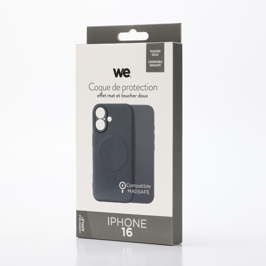 WE Schutzhülle aus Silikon für Apple iPhone 16, Schwarz – kompatibel mit Magsafe