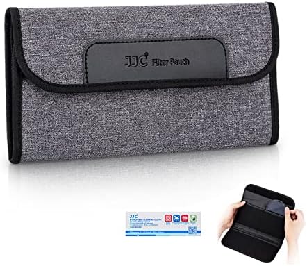4 Pockets Lens Filter Case for Filter Up to 82mm (37mm 40.5mm 43mm 46mm 49mm 52mm 55mm 58mm 62mm 67mm 72mm 77mm),Foldout Filter Pouch with Microfiber Cleaning Cloth,Photography Filter Holder Bag