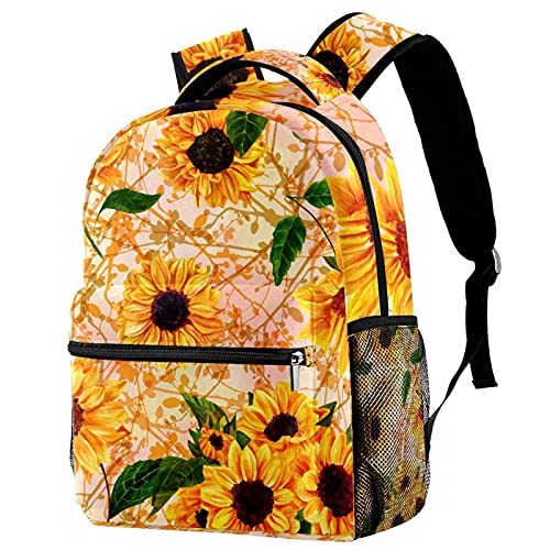 Sac à dos tournesol pour filles et garçons avec porte-bouteille idéal pour l'école