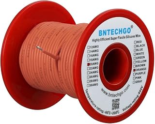 BNTECHGO 20 Gauge Silicone Wire Spool 100 ft Orange Flexible 20 AWG Stranded Tinned Copper Wire