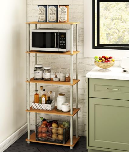 VPSMAT Kitchen Baker's Racks with Storage, 5-Tier Storage Shelves, Microwave