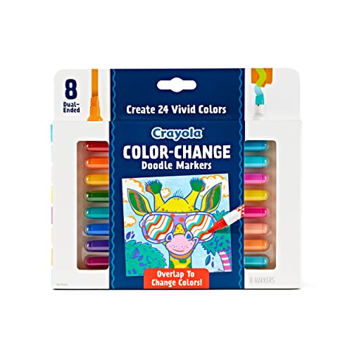 Crayola Color Changing Markers (8ct) No Bleed Markers for Adult Coloring Dual Sided Marker Set Cool Art Supplies Gift for Teens