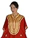 Treasures Of Morocco Moroccan Women One Size Caftan Hand Made Breathable Cotton with Gold Hand Embroidery Long Length Red