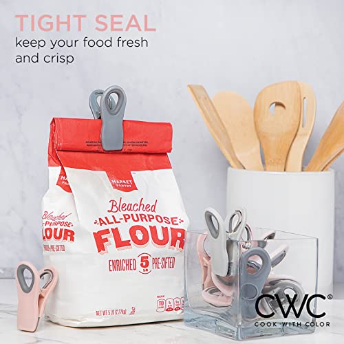 Cook With Color 5 Pc Chip Bag Clips- Kitchen Clips, Magnetic Chip Clips For Bags, Food Bag Clips With Airtight Seal (Pink And Grey) #TOP3
