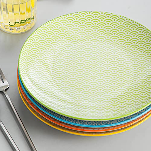 Vancasso Natsuki Porcelain Dinner Plates, 4 Pieces Hand-Patterned Round 10.5 Inches Ceramic Salad Plates Serving Dishes Set Of 4 For Steak Pasta Salad #TOP4