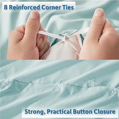Nestl Light Blue Duvet Cover King Size - Soft Double Brushed King Duvet Cover Set, 3 Piece, with Button Closure, 1 Duvet Cover 104x90 inches and 2 Pillow Shams