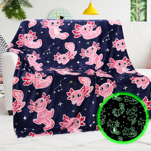Fleece Toddler Blanket for Girls Soft Cute Small Axolotl Throw Blanket for Crib Stroller Bedroom Axolotl Birthday Gifts for Kids Cozy Room Decor 40x50 inch