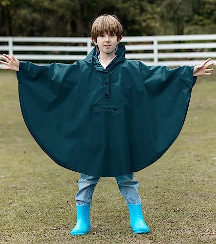 Image of SaphiRose Lightweight Kids Rain Poncho Jacket Waterproof Outwear Rain Coat